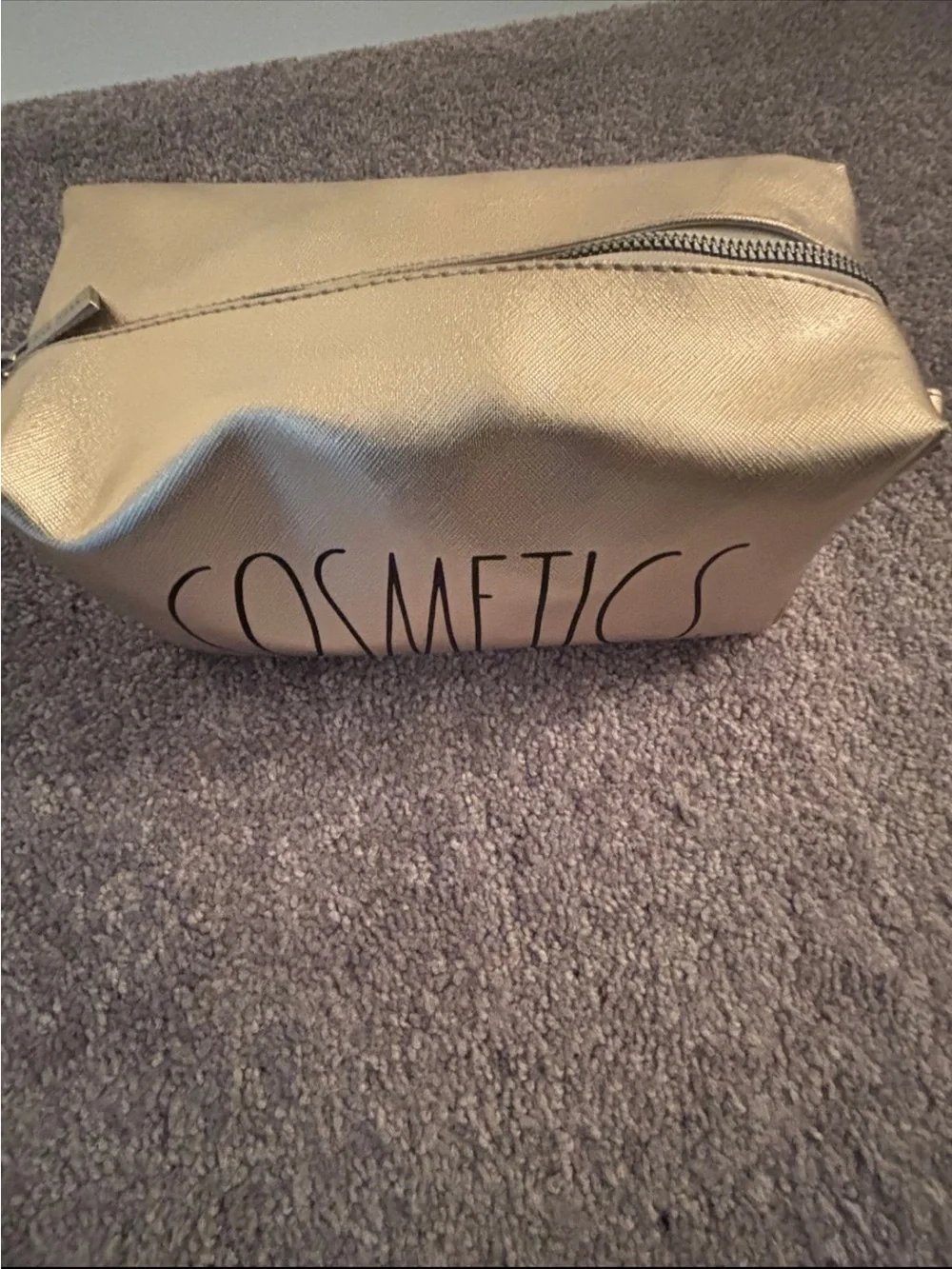 NWOT Gold 'Cosmetics' Makeup Pouch